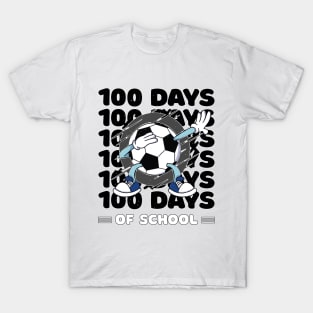 100 Days of school typography featuring a Dabbing Football #3 T-Shirt